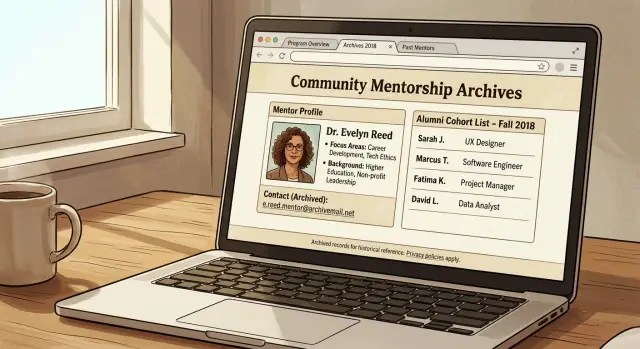 Mentor bio personal email exposure on archived cohort pages