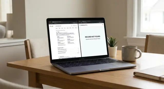 Broker says record does not exist? Why Google shows it