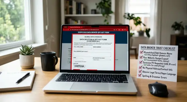 Fake opt out portals: how to verify a broker request page