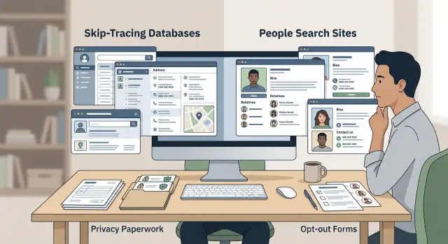 Skip-tracing databases vs people search sites explained