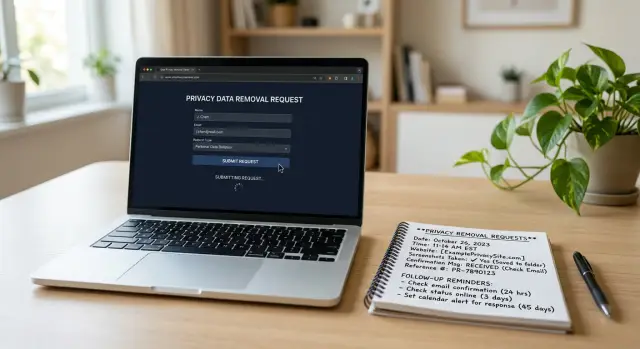Data broker web form removal when email is not accepted
