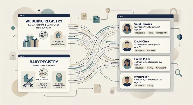 Registry privacy: what gift sites copy and where it spreads